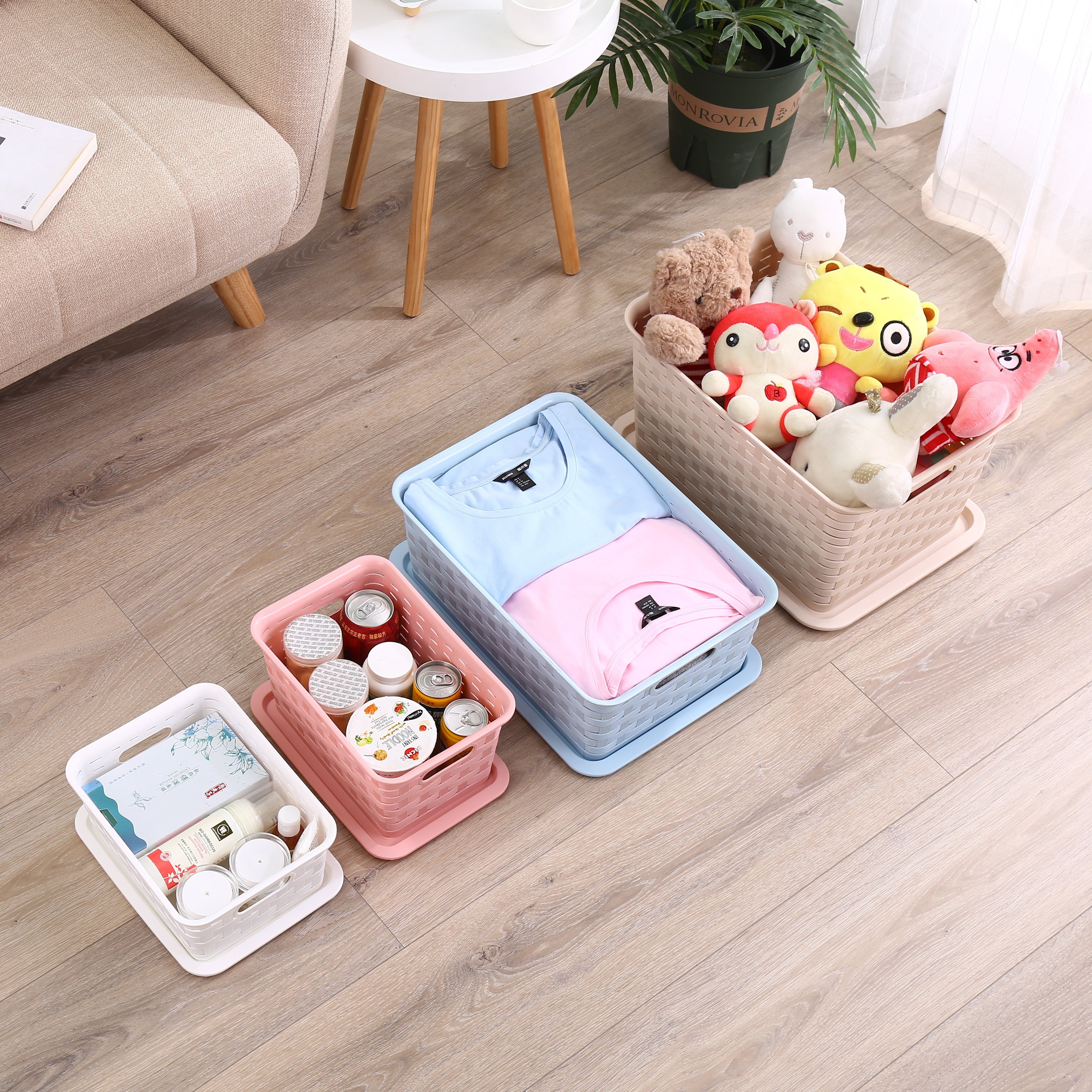Big capacity storage bins drawer organizer plastic storage box plastic bin toy organizer storage basket with 3.5L/5.5L/11L/19.5L