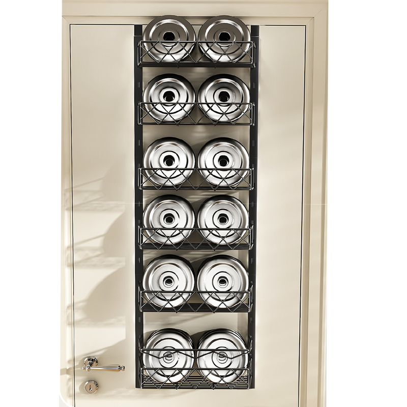 Popular 6 Tier Bamboo Spice Rack Tray Multiple Purposes 6 Layers Over Door Pantry Shelf Organizer Storage Baskets Hanging Rack