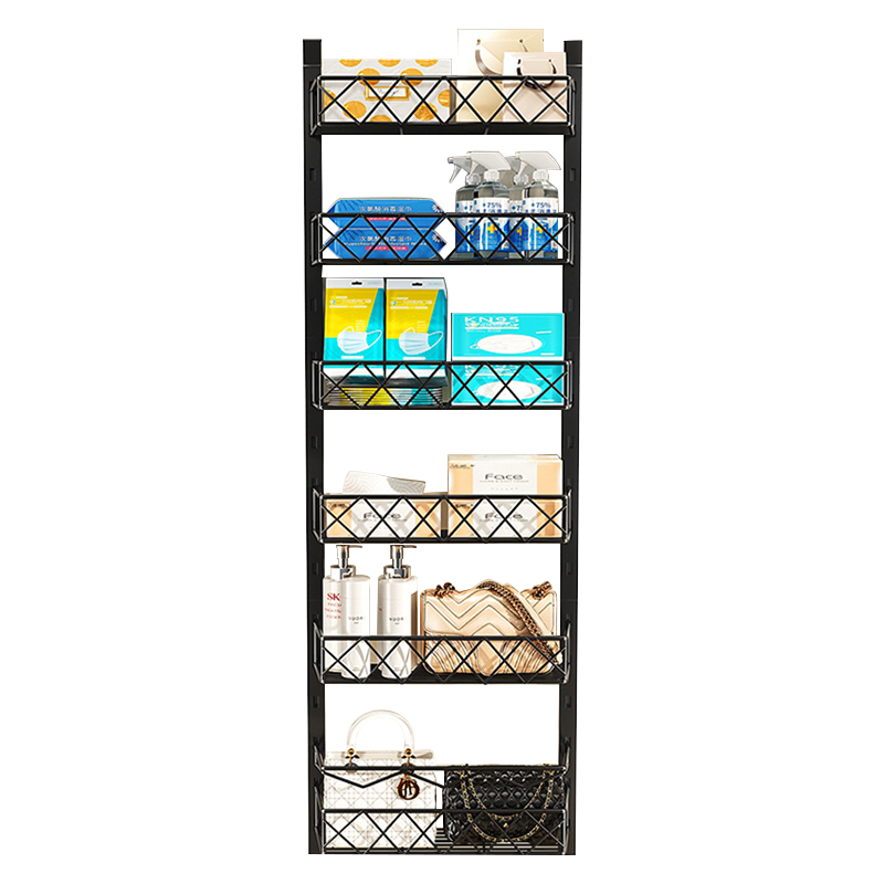 Popular 6 Tier Bamboo Spice Rack Tray Multiple Purposes 6 Layers Over Door Pantry Shelf Organizer Storage Baskets Hanging Rack
