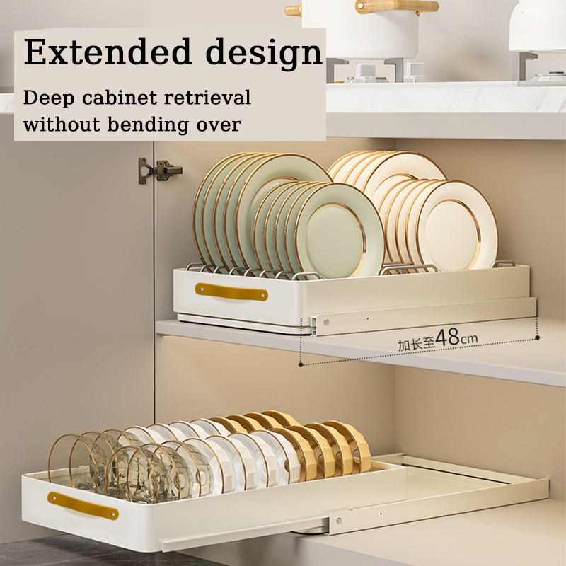 Fixed with Adhesive Slide out Drawer Storage Shelves Kitchen Cabinets Pull Cabinet Organization Metal Double Tiers Living Room
