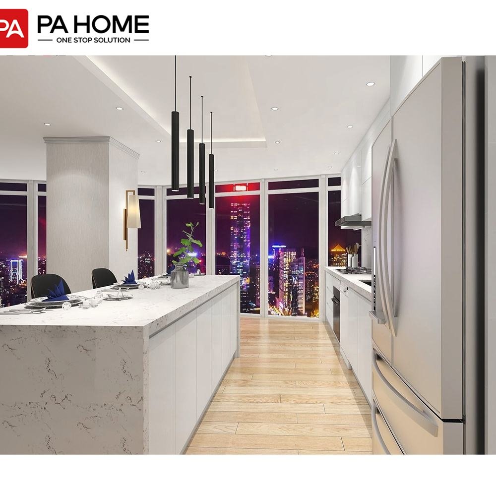 PA high gloss lacquer plywood carcass full modern kitchen cabinet