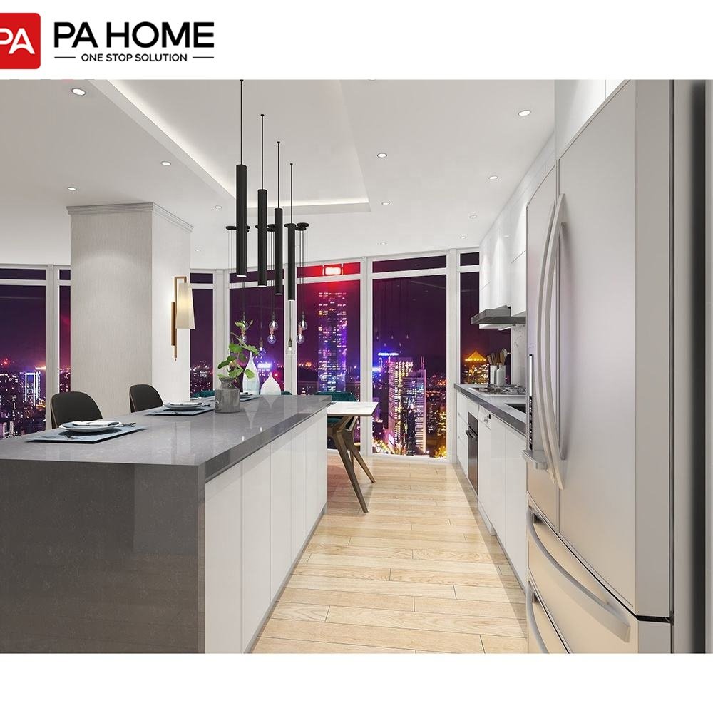 PA high gloss lacquer plywood carcass full modern kitchen cabinet