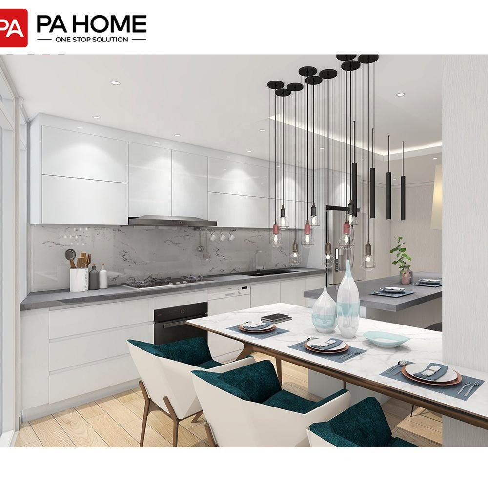 PA high gloss lacquer plywood carcass full modern kitchen cabinet