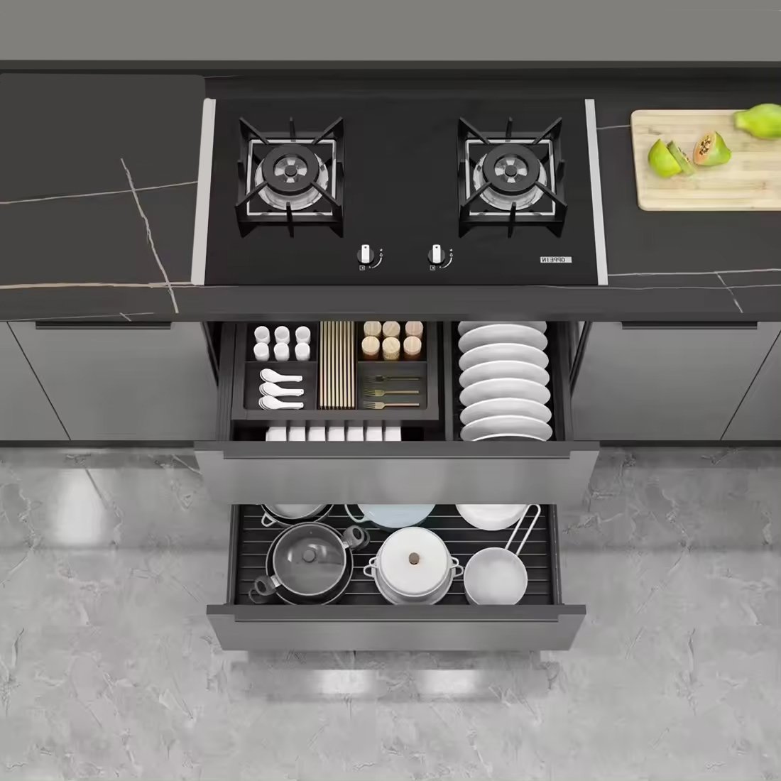 ComSol Dish And Bowl Rack Pull Out Drawer Basket Aluminum Alloy Dish Rack Pull-Out Metal Basket For Kitchen Cabinet