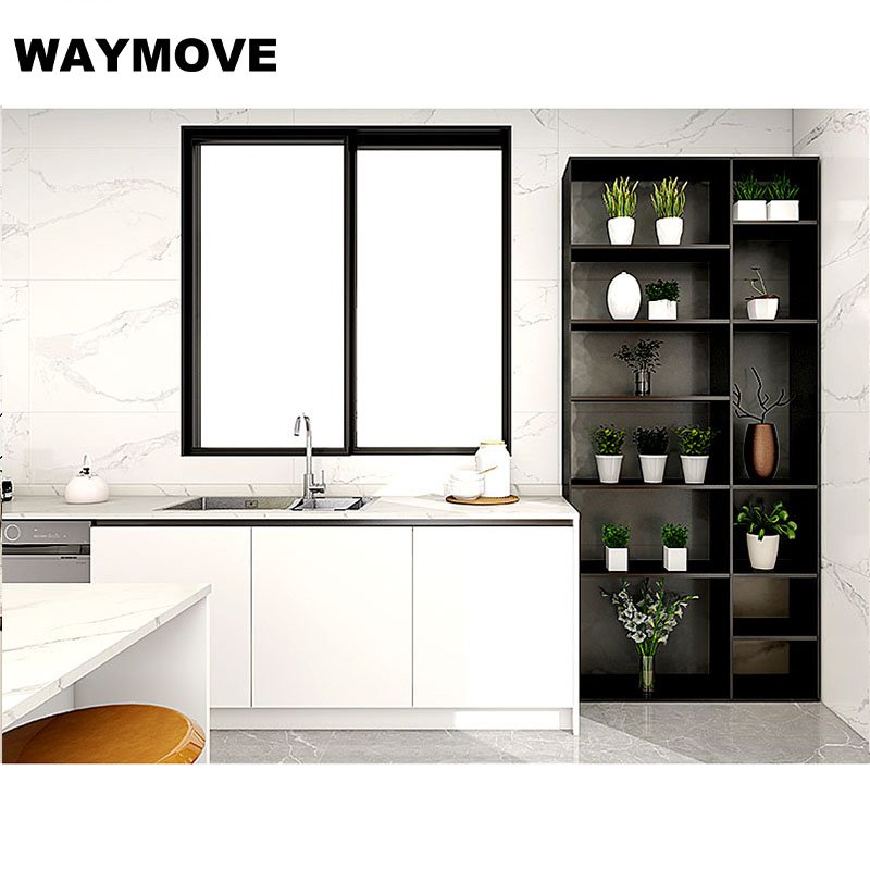 WAYMOVE Luxury Kitchen Island Cabinet Modern White Design Free Luxury Kitchen Appliances Sink Lacquer Door Panel Surface
