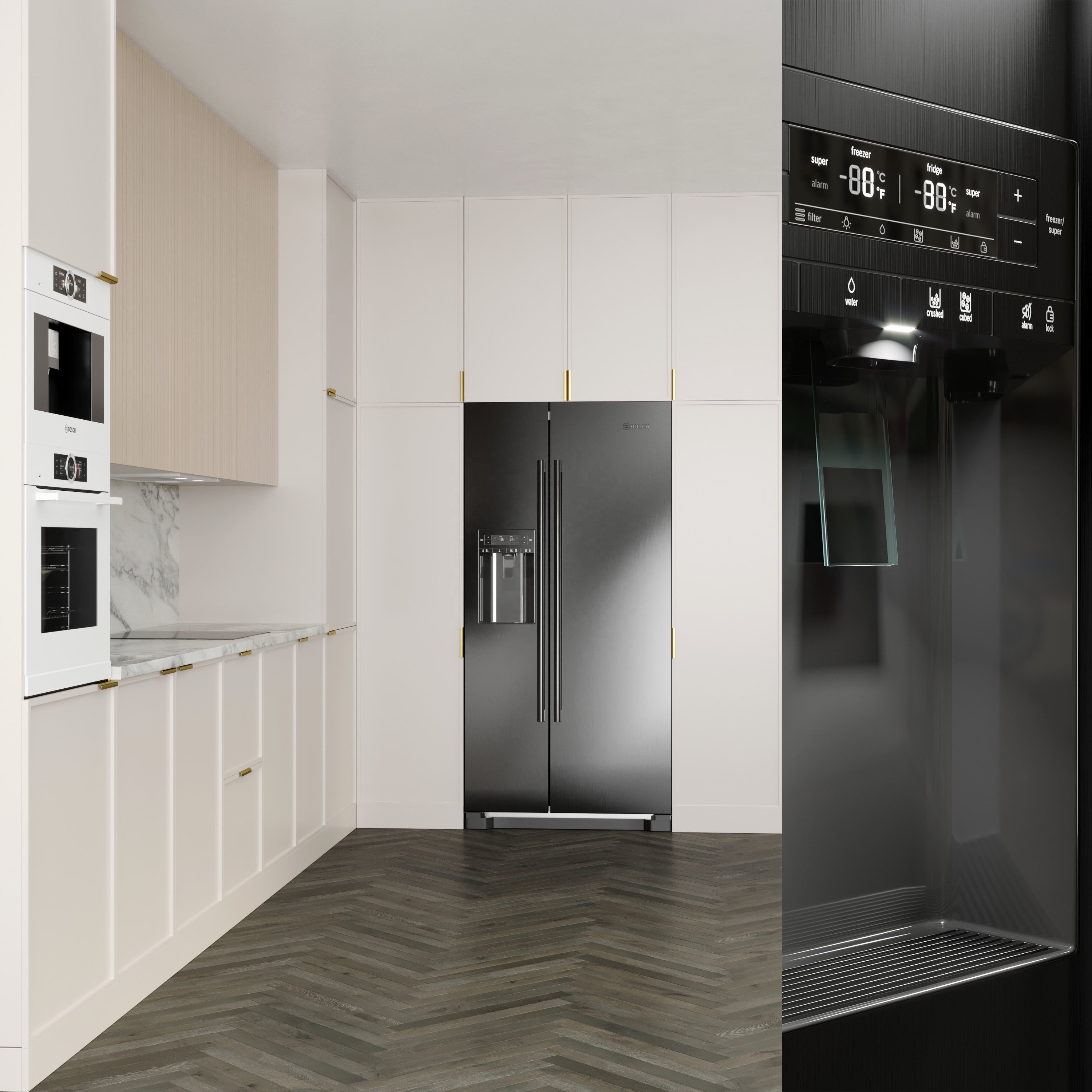 PA storage pantry cabinets lacquer painting modern glass designs kitchen cupboards