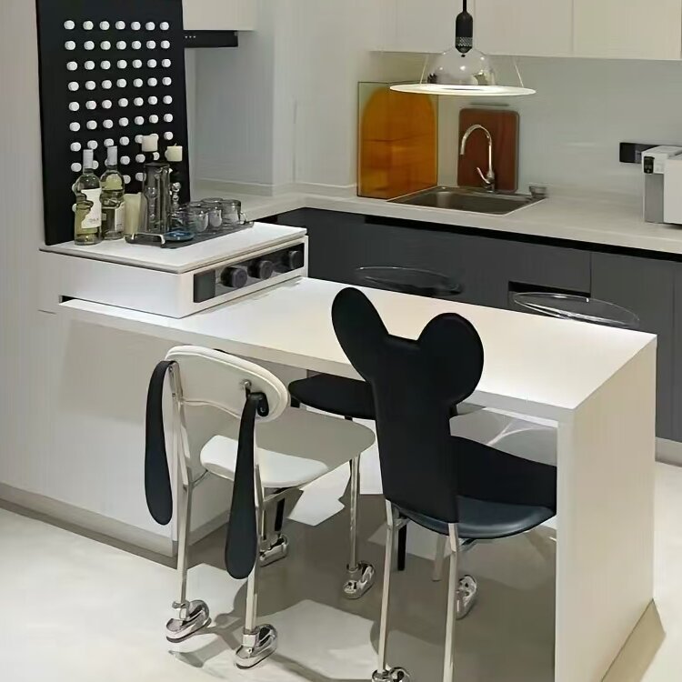 Scalable integrated French kitchen island family small unit retro curved island table rock slab kitchen island