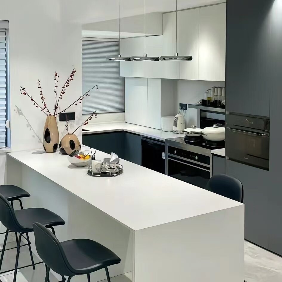 Scalable integrated French kitchen island family small unit retro curved island table rock slab kitchen island