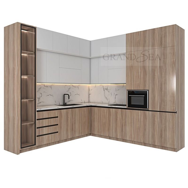 Antique White Ash Solid Wood Assembled Kitchen Cabinet with Classic Charm Modern Kitchen Cabinet