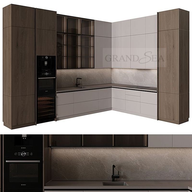 Antique White Ash Solid Wood Assembled Kitchen Cabinet with Classic Charm Modern Kitchen Cabinet