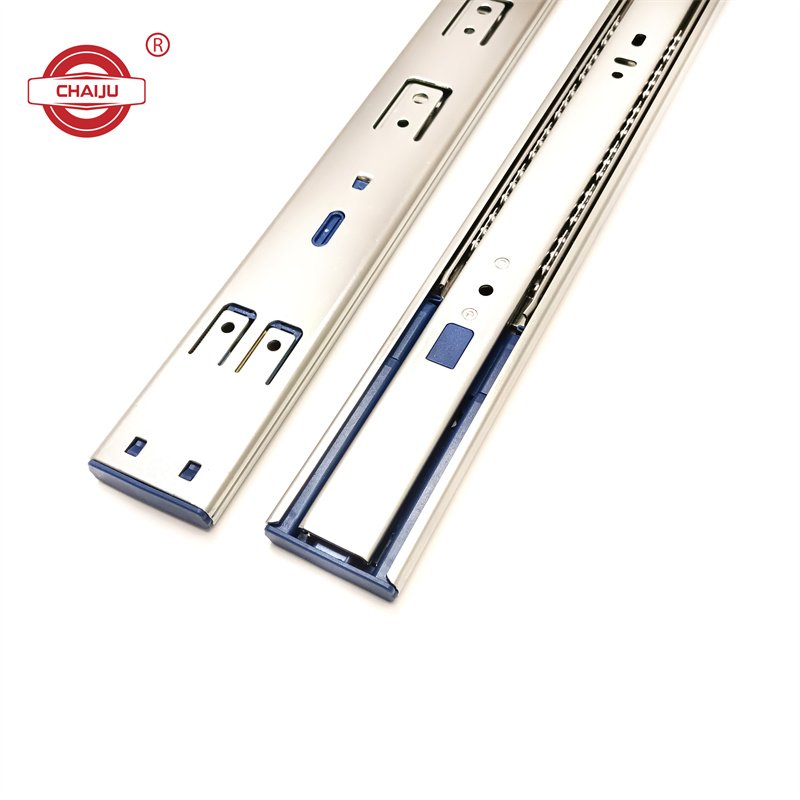 Chaiju Full Extension Ball Bearing Rail Drawer Sliders Width 3 Fold Track Telescopic Channel Furniture Drawer Slide