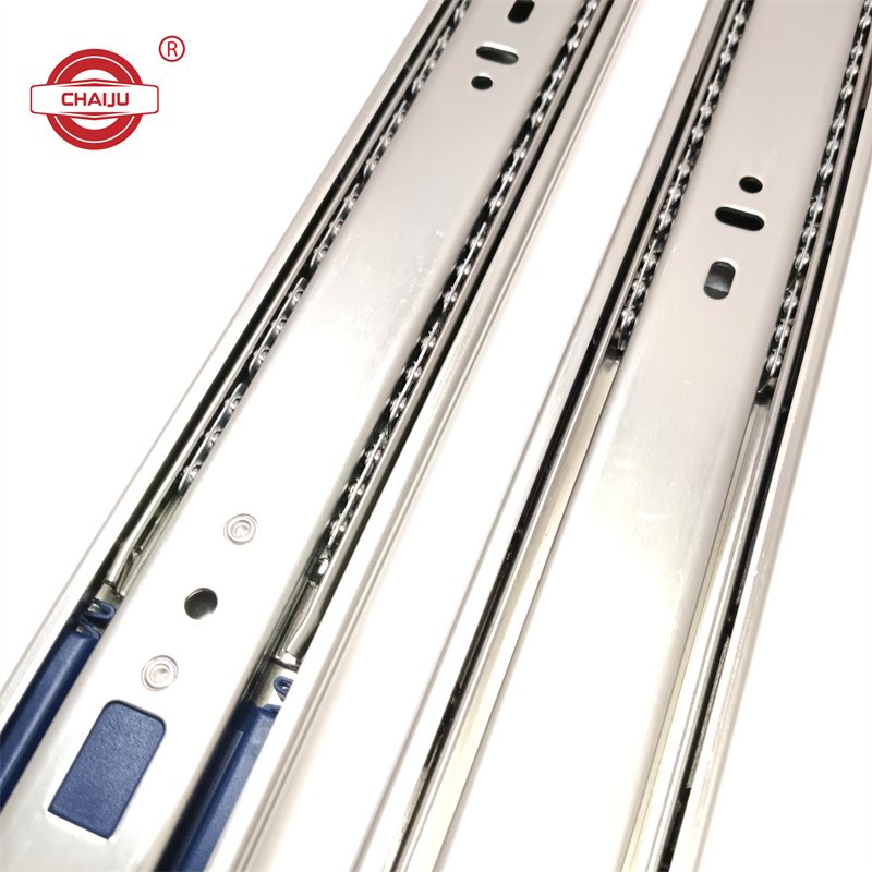 Chaiju Full Extension Ball Bearing Rail Drawer Sliders Width 3 Fold Track Telescopic Channel Furniture Drawer Slide