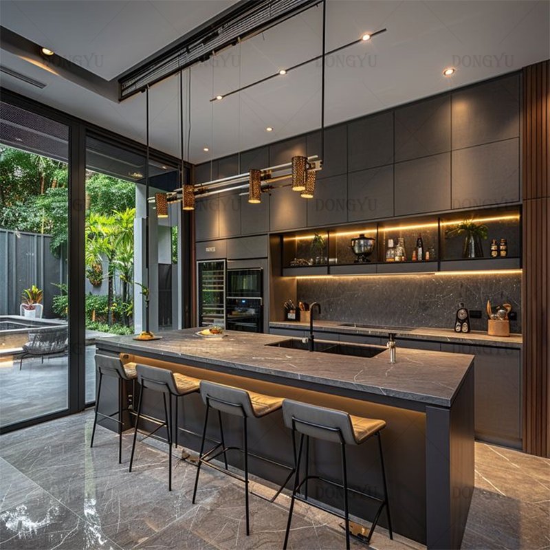 Modern Australia Standard Luxury Cheap China Furniture Design Sets Island Melamine Solid Wood Kitchen Cabinets