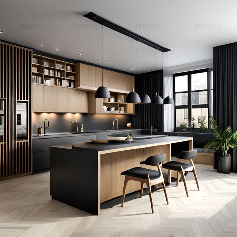 Modern Australia Standard Luxury Cheap China Furniture Design Sets Island Melamine Solid Wood Kitchen Cabinets