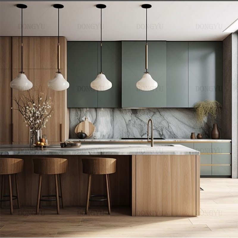 Modern Australia Standard Luxury Cheap China Furniture Design Sets Island Melamine Solid Wood Kitchen Cabinets