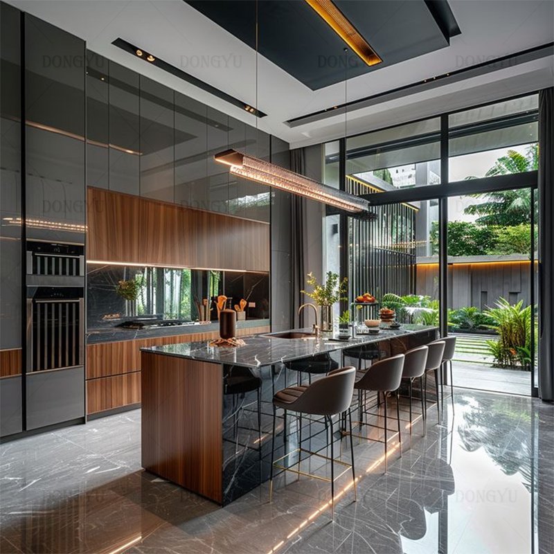 Modern Australia Standard Luxury Cheap China Furniture Design Sets Island Melamine Solid Wood Kitchen Cabinets