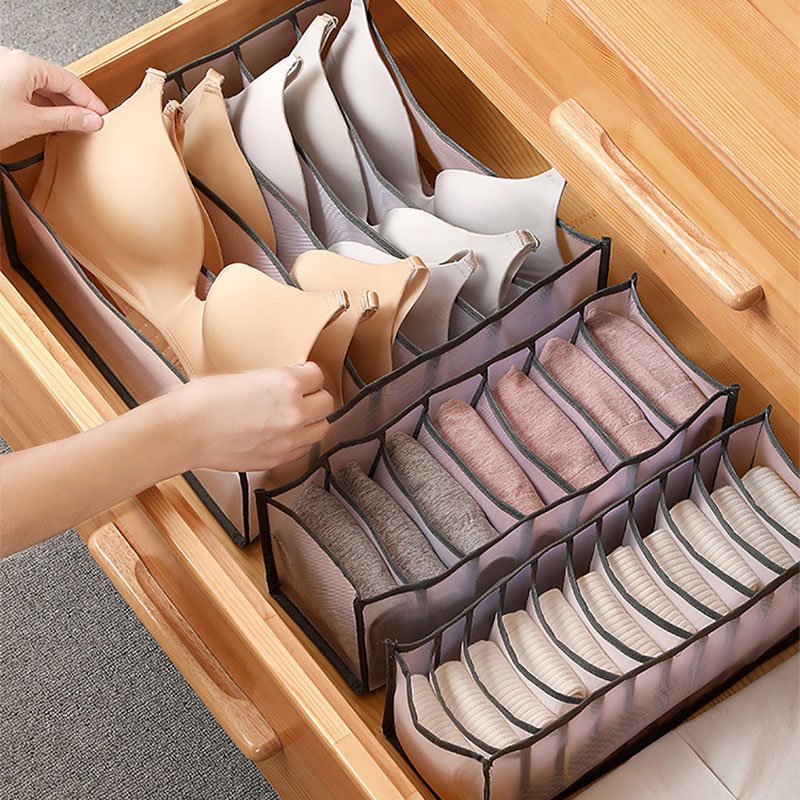 New underwear storage box drawer type mesh underwear socks finishing box household folding separation bra organizer storage box