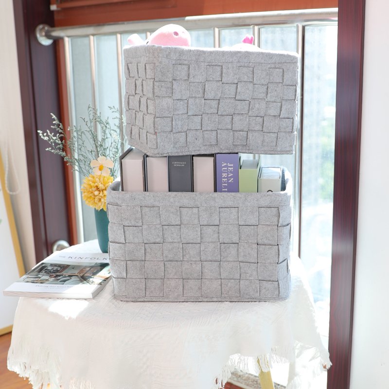 Low MOQ stock felt storage baskets containers Organization Basket felt storage basket felt bins storage box for toys