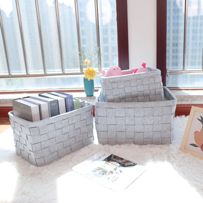 Low MOQ stock felt storage baskets containers Organization Basket felt storage basket felt bins storage box for toys
