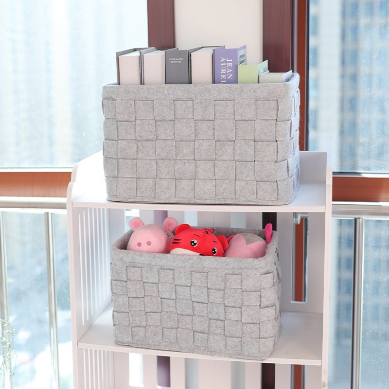 Low MOQ stock felt storage baskets containers Organization Basket felt storage basket felt bins storage box for toys
