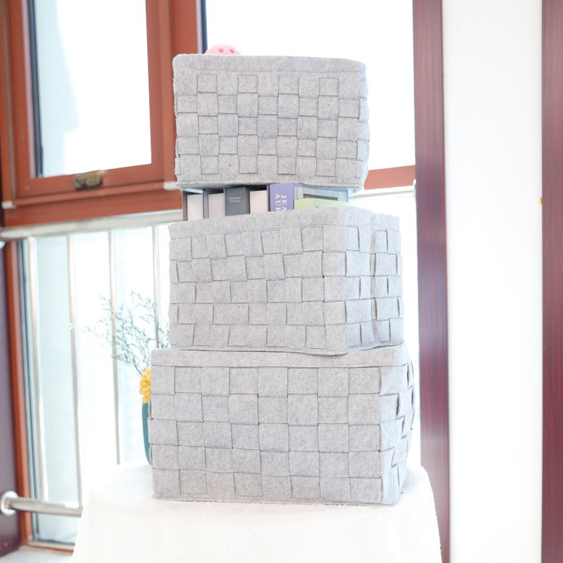 Low MOQ stock felt storage baskets containers Organization Basket felt storage basket felt bins storage box for toys
