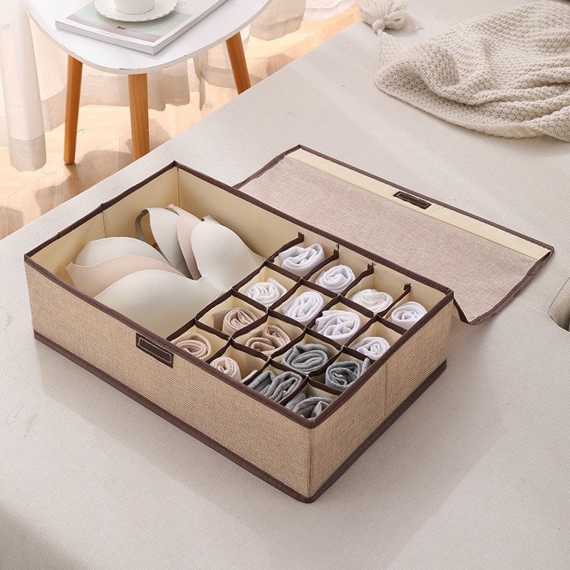 Bra Socks Underwear Drawer Organizer Clothes Socks Divider Fabric basket with cover portable for kids socks storage foldable