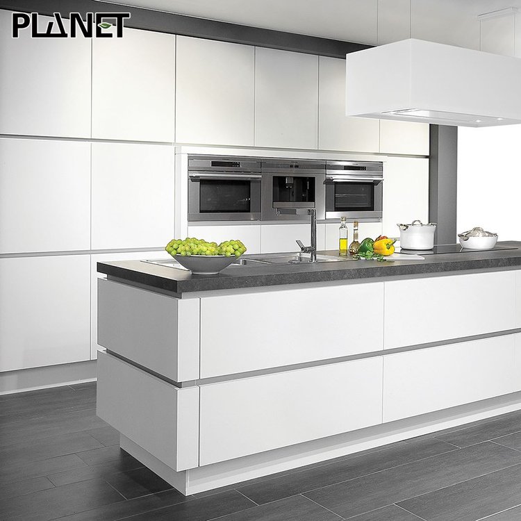 2024 Unique Comtomized Kitchen Cabinet Concealed Handle Cupboard Modern White Gloss Rta Cheap Kitchen Cabinet Set