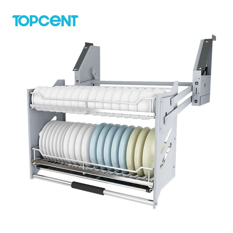 TOPCENT Hardware Kitchen Elevator Basket Pull Down Kitchen Cabinet Pull Down Dish Rack Pull Out Lift Basket