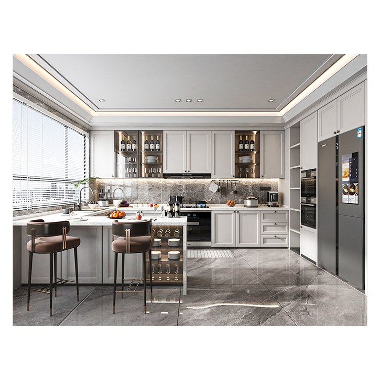 Custom Modern Modular Kitchen Cabinet Set MDF Built-In Ready to Assemble Hinge Drawer Slide Sink Accessories Direct Manufacturer