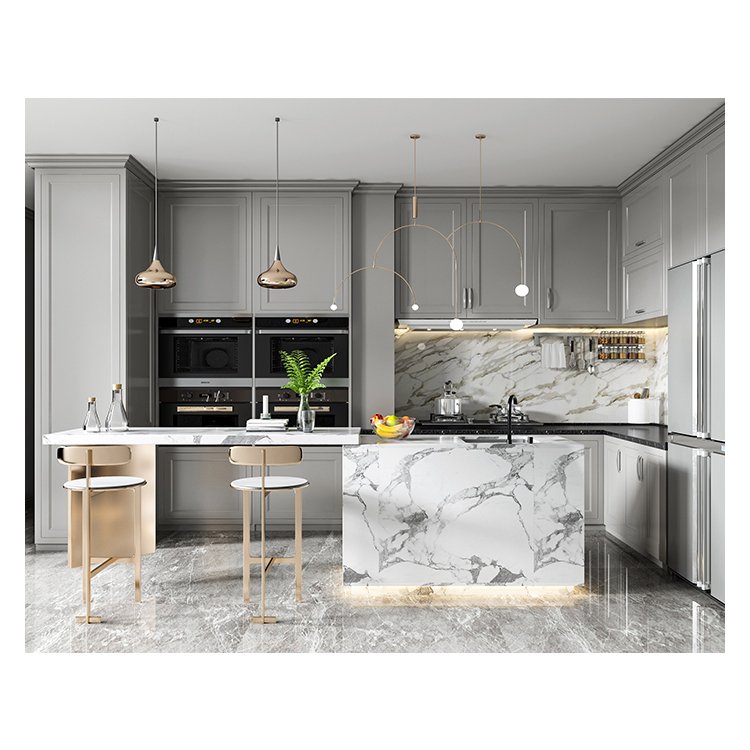 Custom Modern Modular Kitchen Cabinet Set MDF Built-In Ready to Assemble Hinge Drawer Slide Sink Accessories Direct Manufacturer