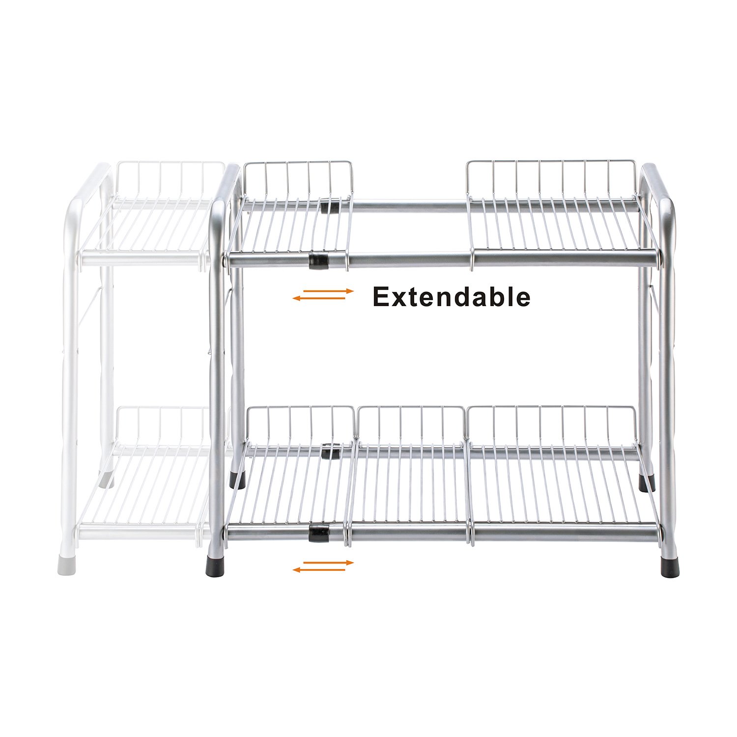 Double-Tier Sliding Drawer Storage Rack Expandable Metal Iron Kitchen Cabinet Basket Sink Organizer Shelf with OEM ODM Design