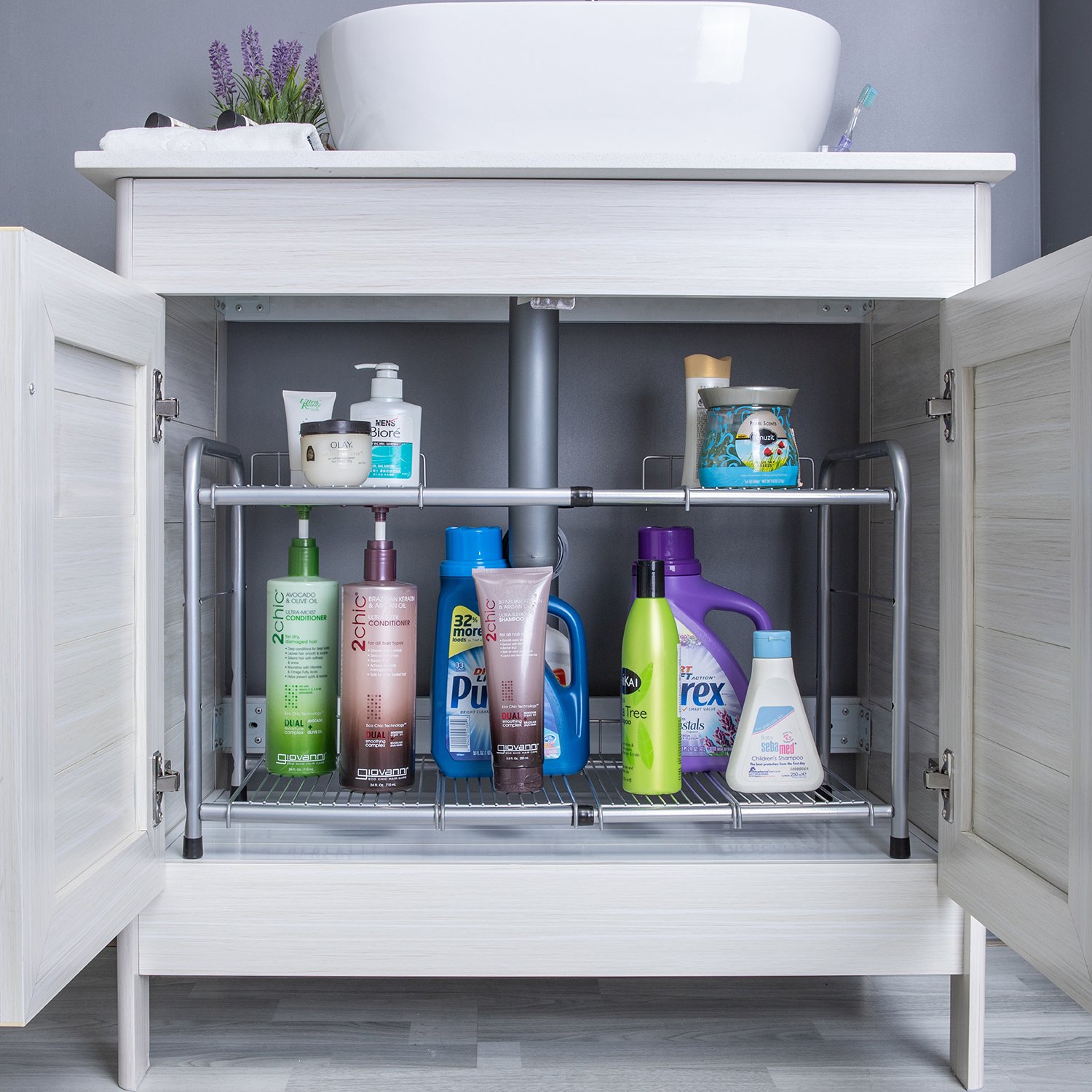 Double-Tier Sliding Drawer Storage Rack Expandable Metal Iron Kitchen Cabinet Basket Sink Organizer Shelf with OEM ODM Design