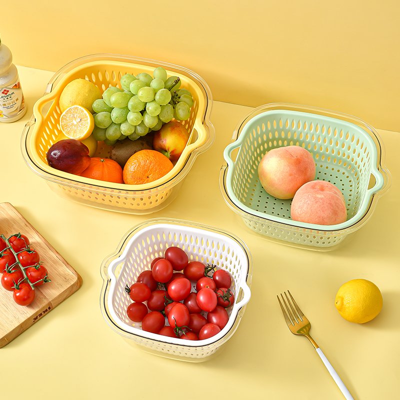 2024 Hot Selling Multi-Functional Factory Wholesale Vegetable Basket Transparent Draining Basket