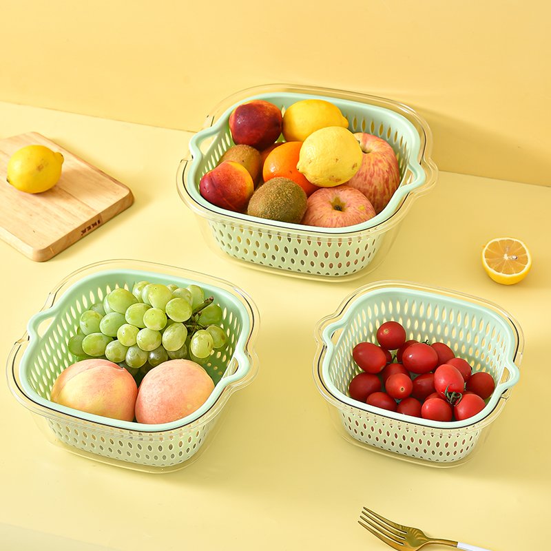 2024 Hot Selling Multi-Functional Factory Wholesale Vegetable Basket Transparent Draining Basket