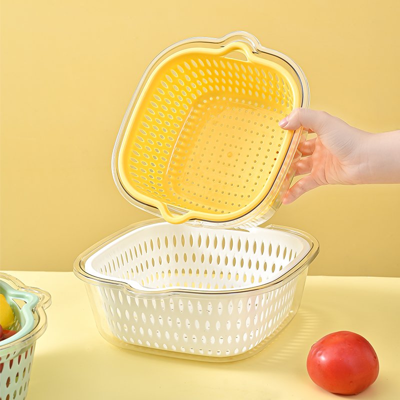 2024 Hot Selling Multi-Functional Factory Wholesale Vegetable Basket Transparent Draining Basket