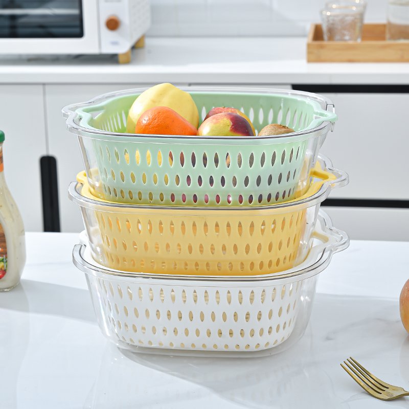 2024 Hot Selling Multi-Functional Factory Wholesale Vegetable Basket Transparent Draining Basket