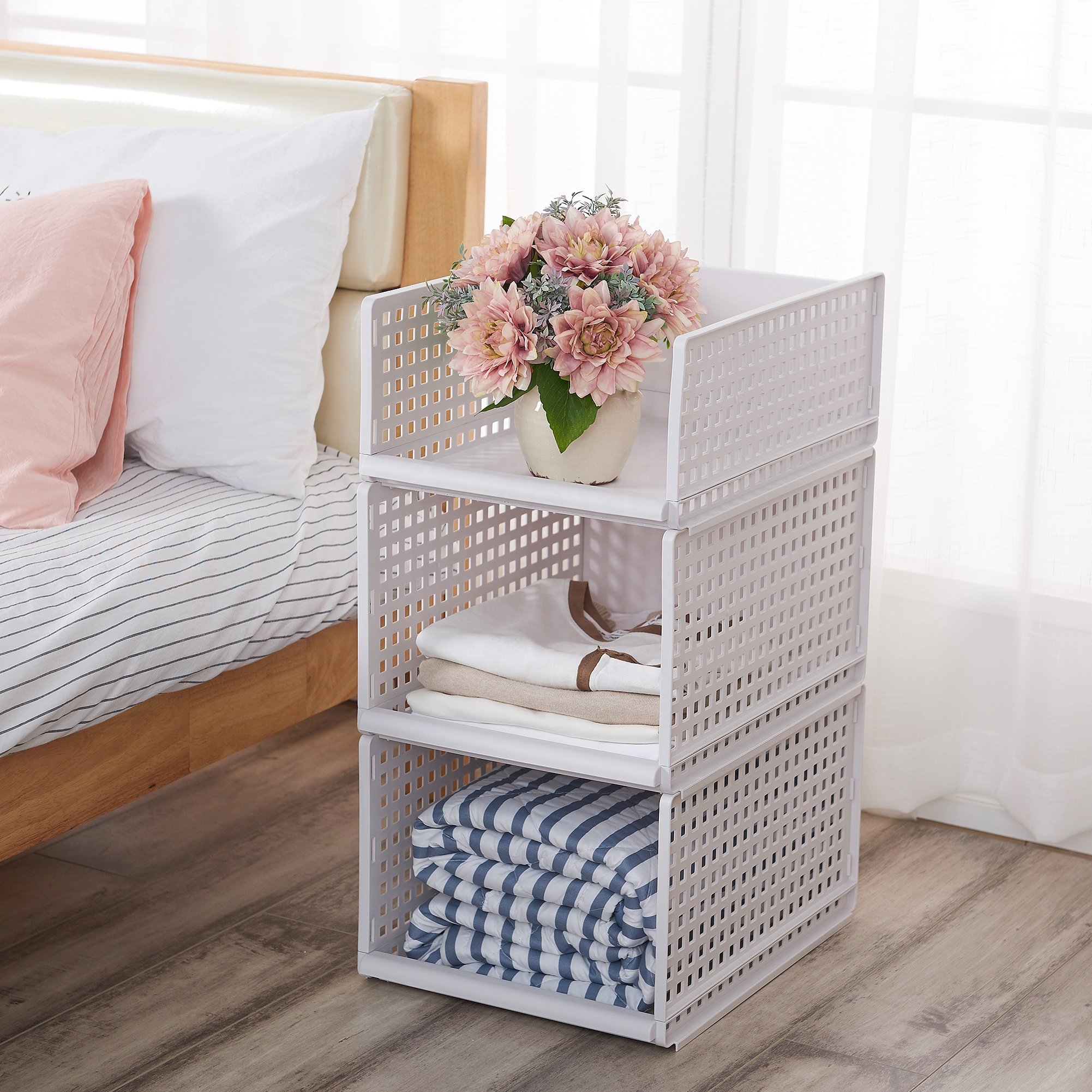 Hot Selling Plastic Closet Storage Drawers Box Stackable Foldable kids Baby Cloth Storage Basket