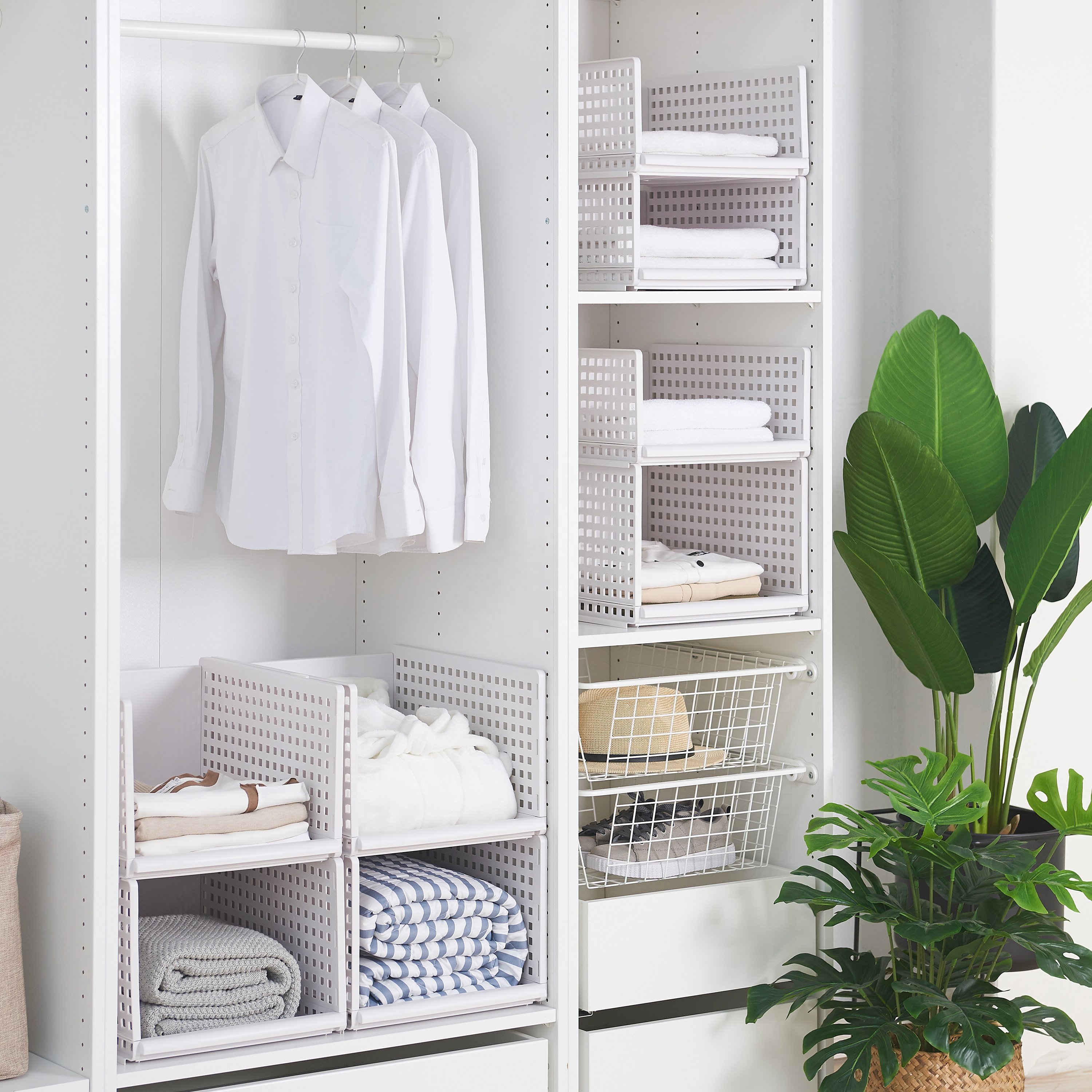 Hot Selling Plastic Closet Storage Drawers Box Stackable Foldable kids Baby Cloth Storage Basket