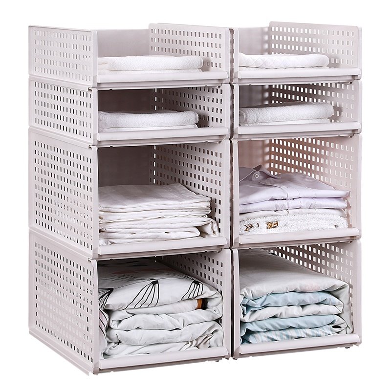 Modern Stackable Folding Collapsible Foldable Plastic Clothing Storage Basket Closet Drawer Storage Box