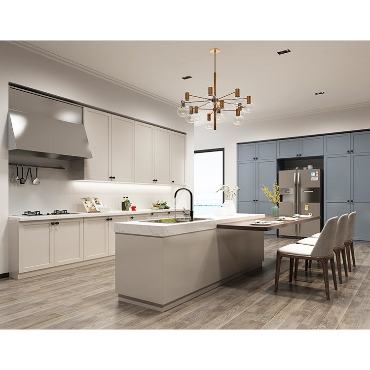 America classic solid wood cabinet designs custom made complete sets luxury white shaker kitchen cabinets with island