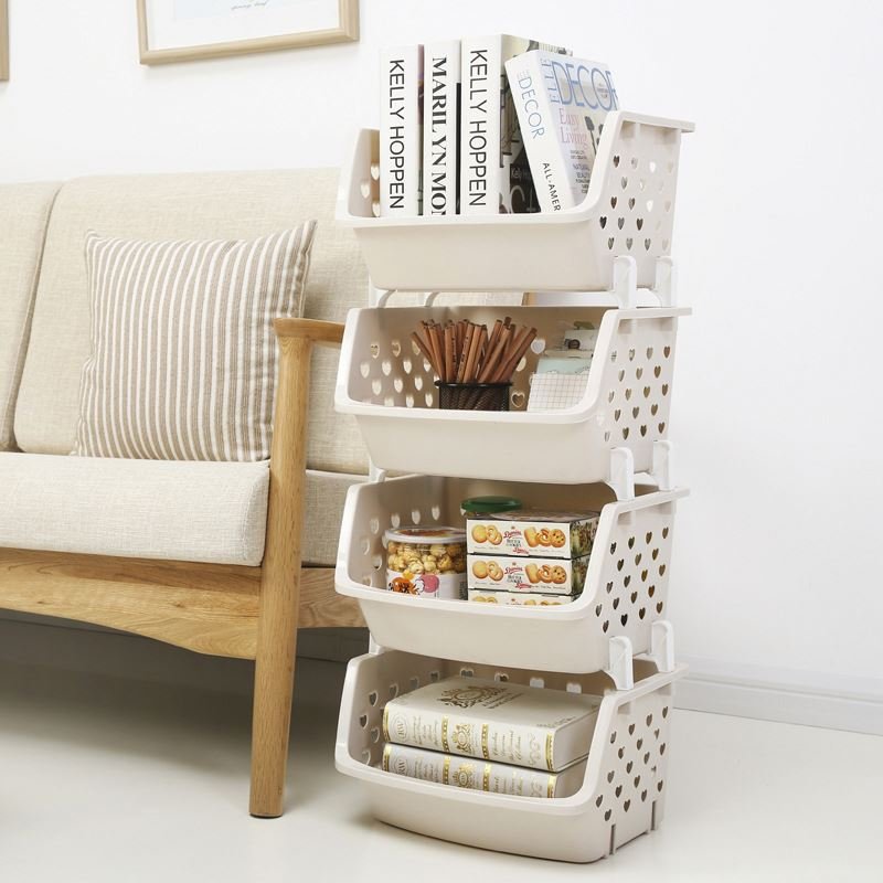 Modern 2pcs Golden Kitchen Plastic Hamper Basket Best Welcome Fashion Storage Accessories for Bathroom and Wardrobe