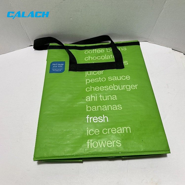 Collapsible reinforced bottom washable fresh delivery reusable foldable green grocery box tote bag