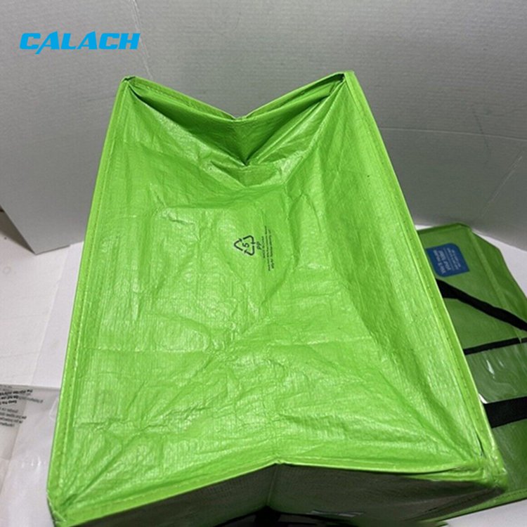 Collapsible reinforced bottom washable fresh delivery reusable foldable green grocery box tote bag