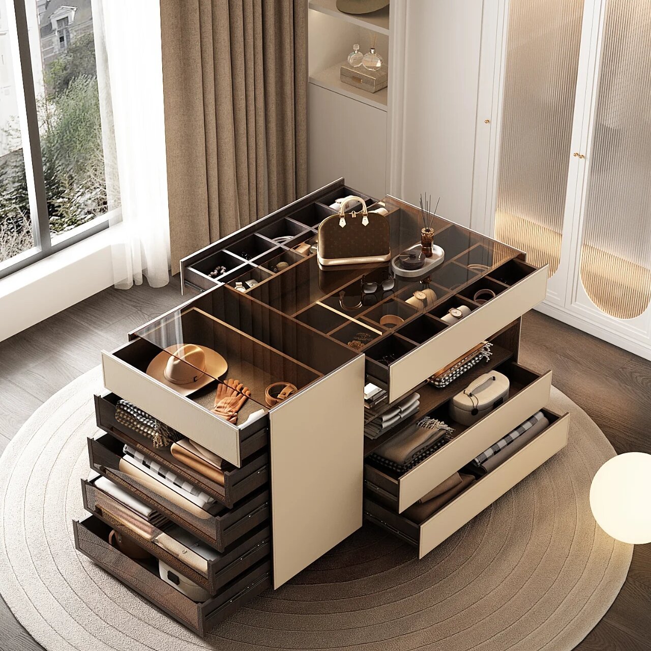 Minimally Designed Double-Sided Storage Cabinet Multifunctional Island Table Bedroom Living Room Furniture Wardrobes Home Use