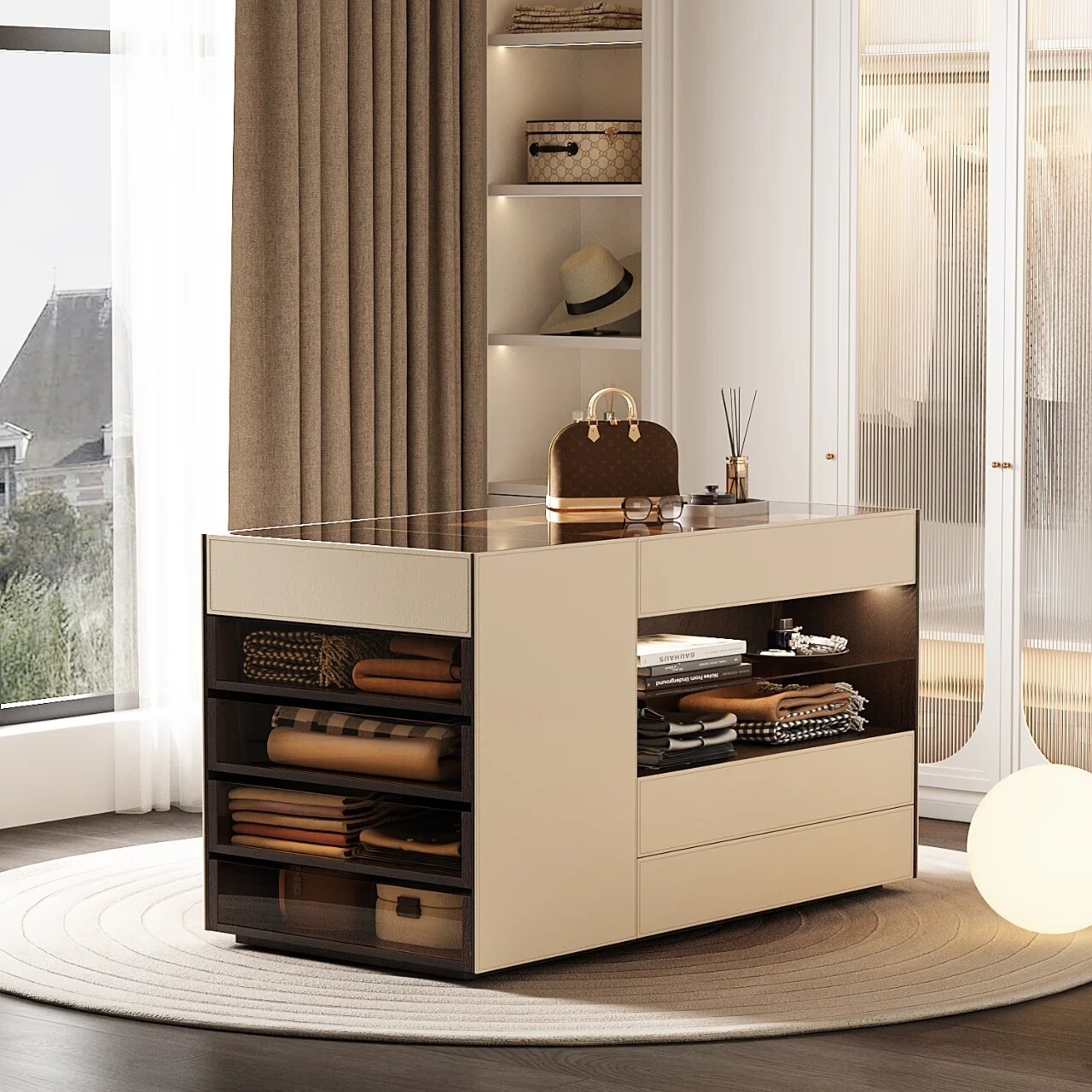 Minimally Designed Double-Sided Storage Cabinet Multifunctional Island Table Bedroom Living Room Furniture Wardrobes Home Use