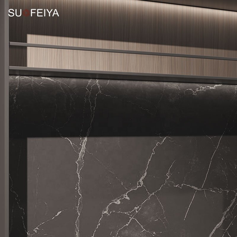 Suofeiya Cuisine America Modern Black and White L Shaped Wall Kitchen Cabinet Price European Retro in Ghana