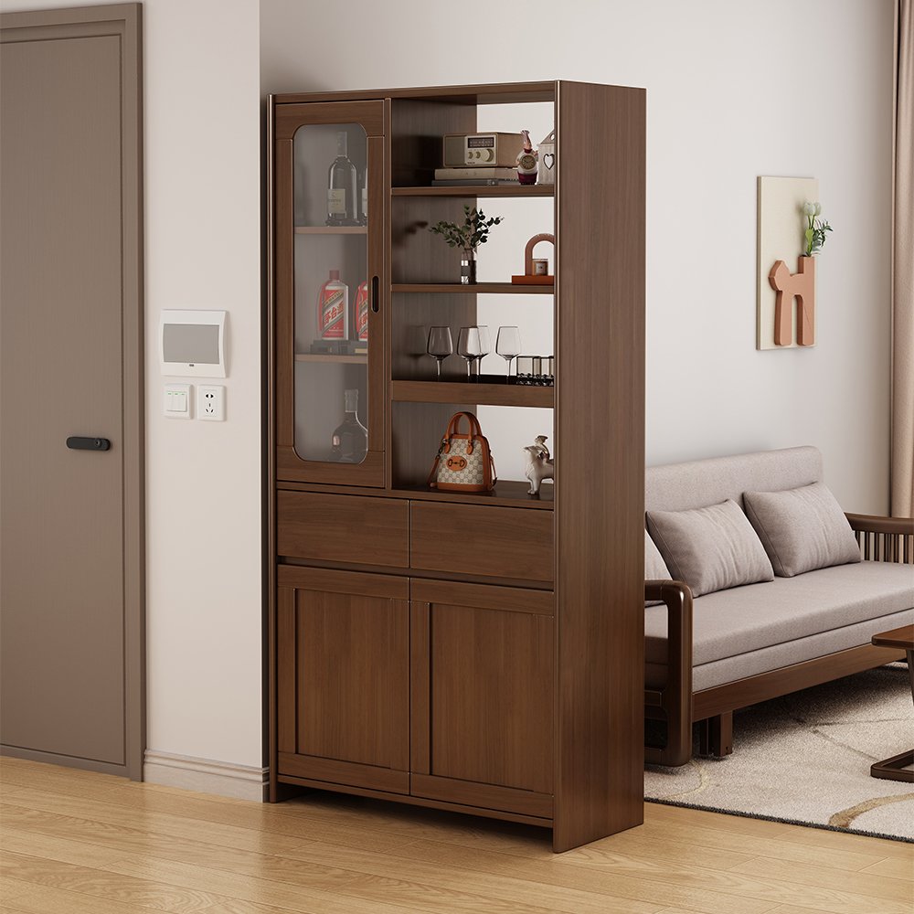Interval Cabinet Minimalist Modern Solid Oak Laminate Natural Oak Organizer Rack Cabinet Wood Shelves