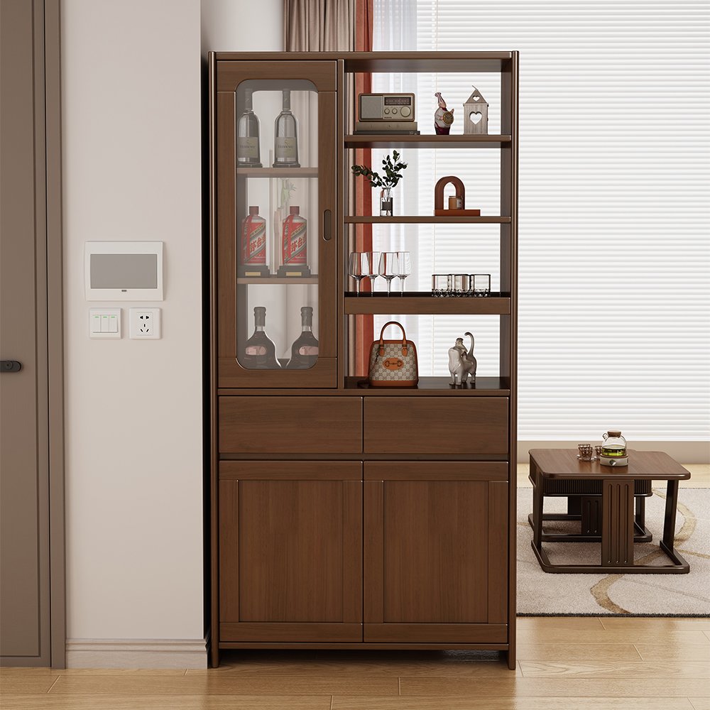 Interval Cabinet Minimalist Modern Solid Oak Laminate Natural Oak Organizer Rack Cabinet Wood Shelves