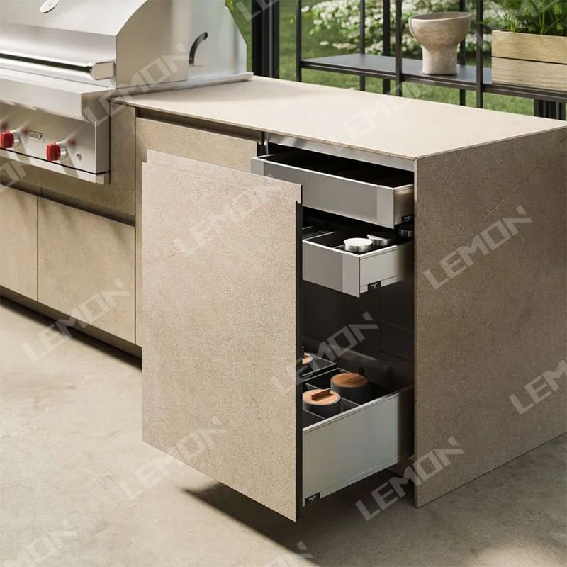 High End Designs Custom Color Stainless Steel Kitchen Cabinets With Stove Sink Faucet For Outside Cooking