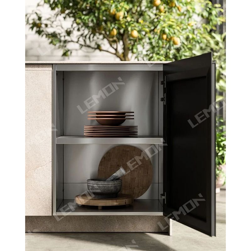 High End Designs Custom Color Stainless Steel Kitchen Cabinets With Stove Sink Faucet For Outside Cooking